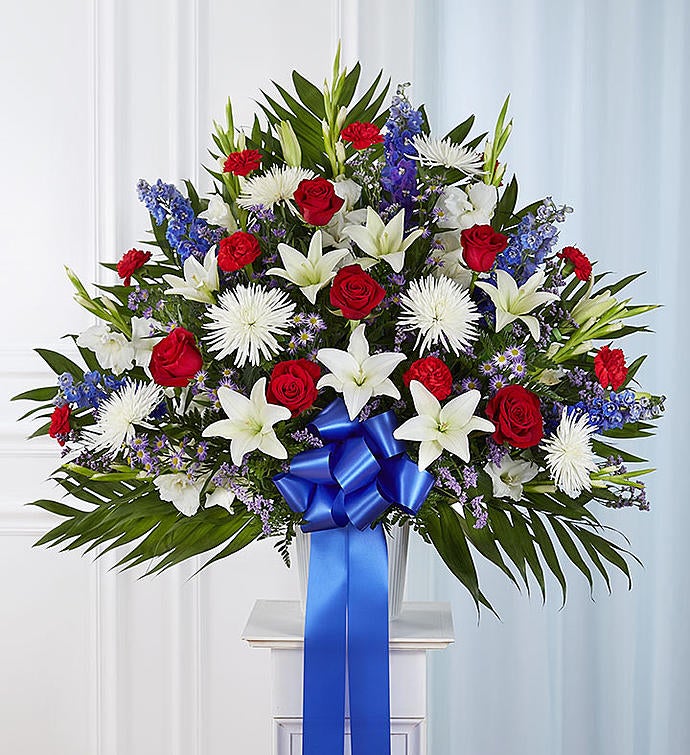 Heartfelt Sympathies™ Red, White and Blue Standing Basket